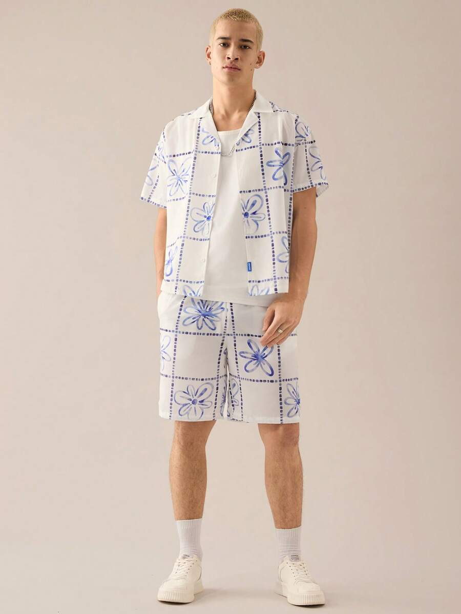 Mainfolk 2pcs/Set Young Men's Casual Daily Short Sleeve Woven Shirt ...