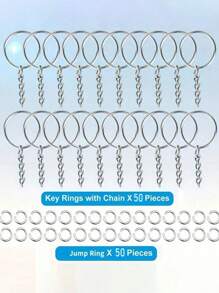 SHEIN 100pcs Keychain Making Kit - Complete Set Includes 50 Keychains And 50 Jump Rings
