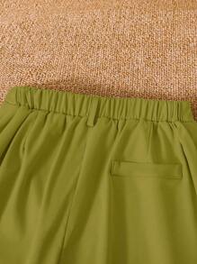 SHEIN Tween Boy 纯色褶皱休闲锥形裤 - 綠色 - 查看 5