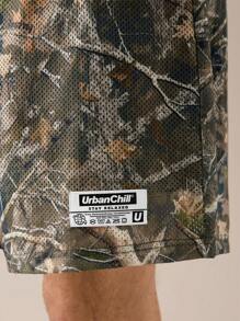 SWAVVY 男士针织休闲宽松直筒迷彩短裤