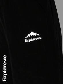 SHEIN Teen Girl Letter Print Cargo Pocket Drawstring Jogger Pants - Black - View 6