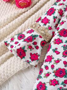 女童纯色拼接长袖休闲连衣裙