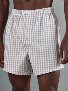 SUMWON 2 Packs Premium Woven Boxer Shorts Summer Breathable Gingham Check Pajama Underwear Sleepwear Leisure Holiday Casual Two Pack - Multicolor - View 3