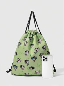 THE POWERPUFF GIRLS X SHEIN Women's Fashion Cartoon Pattern Drawstring Backpack, School Backpack - Multicolor - View 2