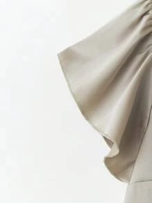 SHEIN Clasi Plus-Size Women's Woven Elegant Regular Summer Shirt - Khaki - View 5