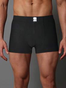 SUMWON Stretch Boxer Briefs Comfort Pack Of 5 Underwear Mid Thigh Length Classic Fit Essential Everyday Trunks Multi Pack Basic Essential - Black - View 4