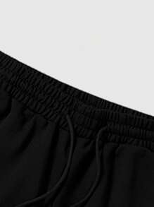 Manfinity Homme Plus Size Men 2pcs/Set Graphic Print Round Neck Short Sleeve T-Shirt And Shorts - Black - View 5