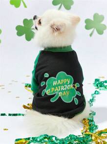 PETSIN 1 Pc St. Patrick's Day Clover & Letter Pattern Pet Sweatshirt In Green - Multicolor - View 2
