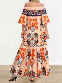 Breezaya Women's Bohemian Style Off Shoulder Dress - Multicolor - View 2