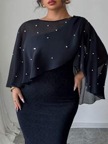 SHEIN Clasi Elegant Summer Dress For Plus-Size Women - Black - View 5
