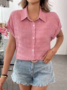 SHEIN LUNE 女士休闲纯色纹理前开常规吊带背心上衣