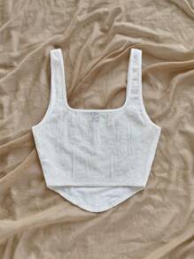 Soleia WYWH Women Herringbone Embroidered White Knit Jacquard Tank Top - Pink - View 2