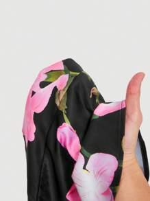 SHEIN MOD 女士蝴蝶结花卉上衣，斜纹花卉印花，度假，复活节女士，春假，女士夏季，优雅，波西米亚风，度假，海滩，女士西部装，可爱上衣，外出上衣，露背，蝴蝶结上衣，热带风情 - 彩色 - 查看 6