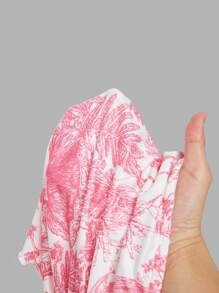 SHEIN MOD Women Floral Pattern Asymmetric Hem Bandeau Top,Retro Vests, Nomadic Vests, Pirate Tops, New Year Top,Cowgirl Costume,Hippie Women Clothes,Fuchsine Corset Top - Hot Pink - View 5