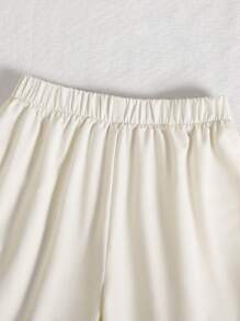 男童衬衫短裤套装（2件套），侧边印花拼接细节，风琴褶设计 - 米色 - 查看 4