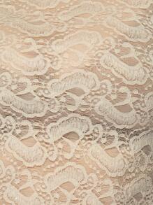 MISSGUIDED 优雅花卉蕾丝长袖短款上衣派对晚会特殊场合节日修身半透明节日冬秋季俱乐部服装 - 杏色 - 查看 4