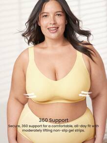 LUVLETTE Plus Dream Curve 2ndSkin Full Coverage Wireless Seamless Breathable Side Support Lounge Sports Workout Lingerie As Outerwear Bra Butter Yellow Sticky SizeFreedom Baisc Bra No Show Underwear - Yellow - View 6