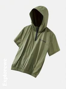 SHEIN Teen Boy Minimalist Fashion Casual Lightweight Jacket And Shorts Set, Everyday Wear - Green - View 9