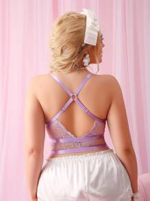 Áo ngực ren chắp vá không dây cỡ lớn cho đám cưới - Màu Lilac Tím - Xem 2