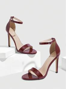 CUCCOO SZL Peep Toe Stiletto Burgundy Hoge Hak Strass Transparante Muiltjes, Sexy Ademende Zomer Dames Hoge Hak Sandalen