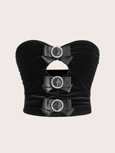 Poéselle Women's Knit Hollow Casual Sleeveless Crop Top, Fashionable For Daily Wear,Valentine's Day Tops,