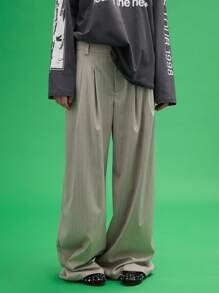 COUREZ Quần tây ống rộng cạp thấp, kiểu dáng cổ điển thập niên 2000. - Xám - Xem 2