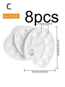 8pcs White Plastic Paint Tray Palettes, Watercolor Palette Painting Tray For Painting Party, DIY Craft And Art Painting Back To School,Back To School,School Supplies - White - View 4