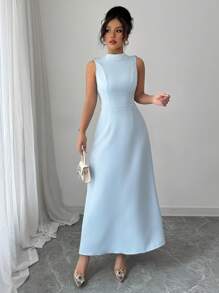 Elenzga Vestido casual sin mangas con volantes y parches, para mujer, para ocio, hogar y exterior