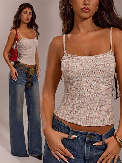 Forever 21 Women Texture Color Casual Spice Festival Tank Top