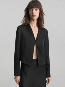 Ontre Women's Shirt Solid Color Simple Fashion Casual Daily - Black - View 9
