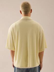 SWAVVY Camisa de punto casual y holgada de manga corta para hombres, para uso diario, escuela