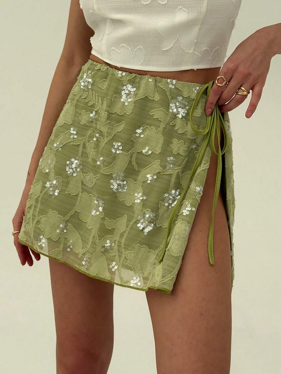 Aloruh Women's Casual Minimalist Skirt, Suitable For Daily Wear - Green - View 1