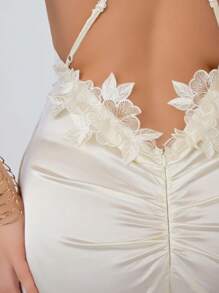 Aloruh Women's White Halter Backless Floral Lace Applique Deep V Back Maxi Dress White Long Dress Women Dresses White Summer Outfits For Women Spring Outfits Prom Dress Wedding Guest Dress Women Formal Dresses Dresses For Women Elegant Birthday Dresses Wedding Dress Maxi Dress Graduation Dress Cocktail Dresses Concert Outfit
