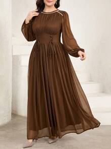 Veilorie Plus Size Ladies Arabian Dress Simple Fashion Casual Daily - Brown - View 6