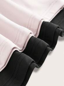 SHEIN BASICS 2pcs/Set Casual Solid Color Knit Round Neck Short Sleeve Fitted Cropped Women T-Shirt - Multicolor - View 10