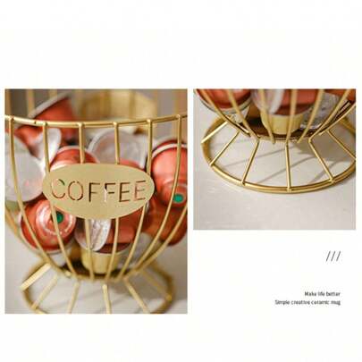 1pc Nordic Style Gold Coffee Capsule Storage Rack, Organizador de lanches leves e luxuosos para casa, Prateleira de exposição para café e bar
