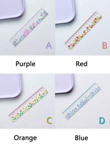 1/4 Set, Righello trasparente con motivo floreale, essenziale per il ritorno a scuola, righello in acrilico da 15 cm, forniture per scuola e ufficio