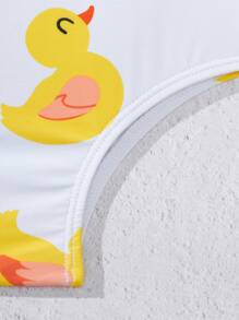 SHEIN 1pc Baby Girl Simple Fashion Casual Everyday One-Piece Swimsuit - Yellow - View 6