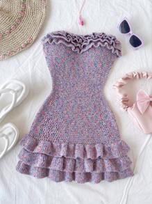 Soleia 女士简约时尚休闲日常装抹胸毛衣连衣裙