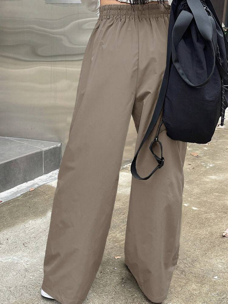 Women Front-Tie Striped Patchwork Casual Long Pants, Everyday Wear Wide Pants