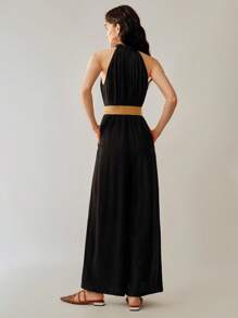 Uhlyne Women's Casual Elastic Waist Holiday Jumpsuit With Pockets