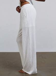 Athîral Women's Solid Color Textured Trousers, Simple & Fashionable For Everyday Wear & Vacation Beach Looks