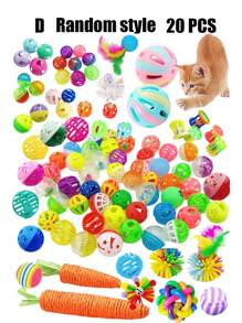 PETSIN 5/10/15/20 sztuk Miłośnicy kotów i kocia mama kochają zabawki z kolorowymi dzwoneczkami, kolorowe piłki do drapania, marchewkowe zabawki dla miłośników kotów i kocia mama, czyszczenie zębów, rozrywka, zabawki dla miłośników kotów i kocia mama, prezent dla miłośników kotów/psów i artykuły dla zwierząt domowych dla psów/kotów