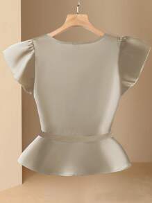 SHEIN Clasi Plus-Size Women's Woven Elegant Regular Summer Shirt - Khaki - View 2