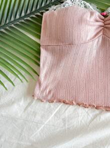 Soleia 针织蕾丝拼布紧身吊带背心 - 粉色 - 查看 6