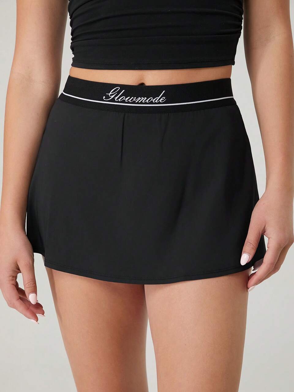 4.5" VitalSwift Sweat-Wicking Quick-Dry Elasticized Logo Waistband Tennis Skirt With Built-In Shorts Side Pockets Daily Casual Tennis Active