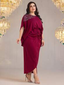 Modelyn Elegant Plus Size Women Batwing Sleeve Bodycon Dress