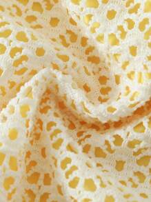 Swim Mod Beach For Women - Solid Color Textured Fabric Halter Triangle Bikini Top, Summer - Yellow - View 3