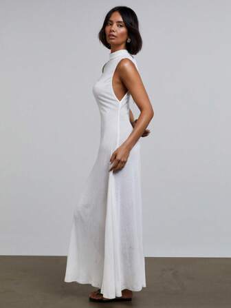 Athîral 女士飘逸白色柔软纹理美人鱼下摆长裙，复古美学