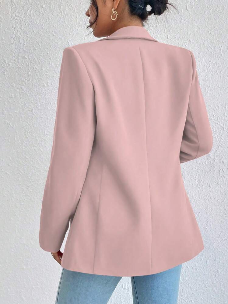 Rafferiza Casual Commuter Solid Color Shawl Collar Blazer Fall Cloth For Women - Baby Pink - View 2